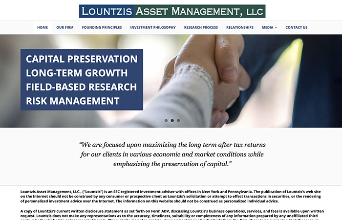 Screen shot of the Lountzis Assest Management website