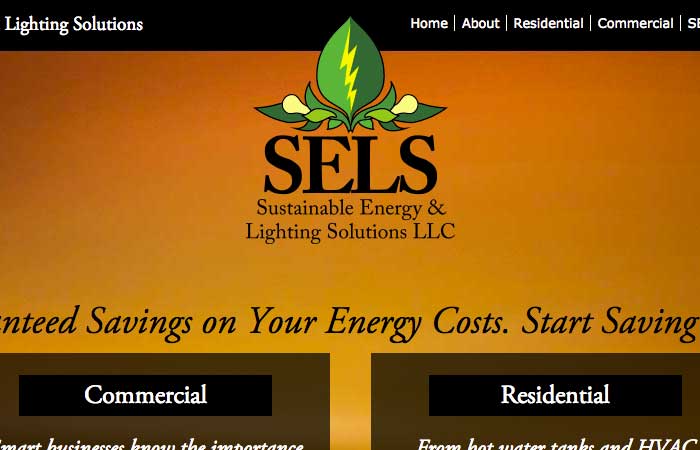 Screen shot of the Sustainable Energy & Lighting Solutions website