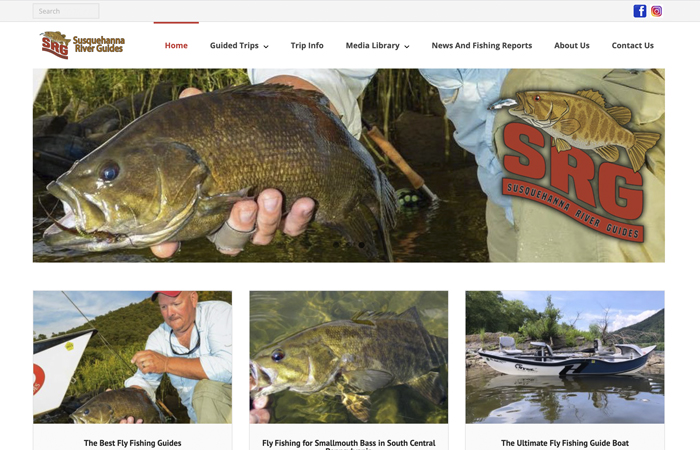 Screen shot of the Susquehanna River Guides website